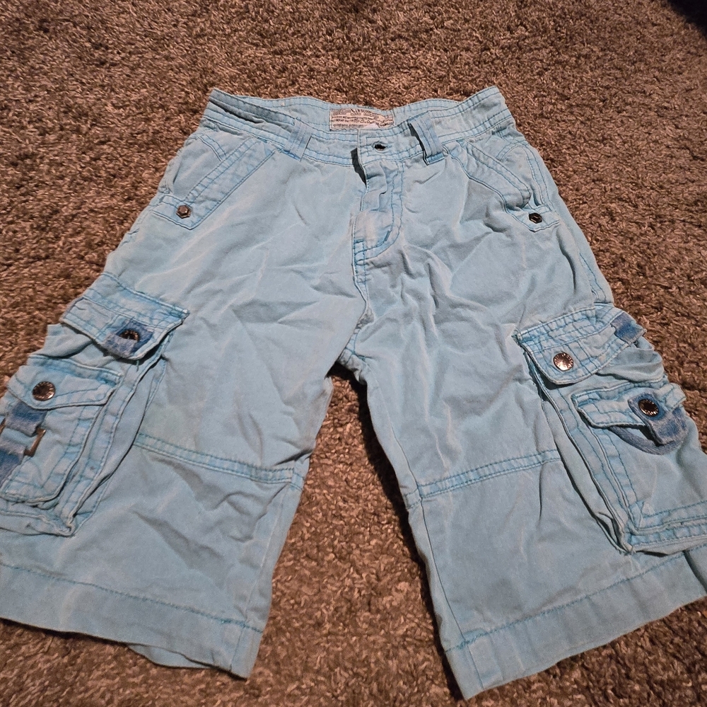 LR Scoop kids cool cargo shorts teal blue sz6